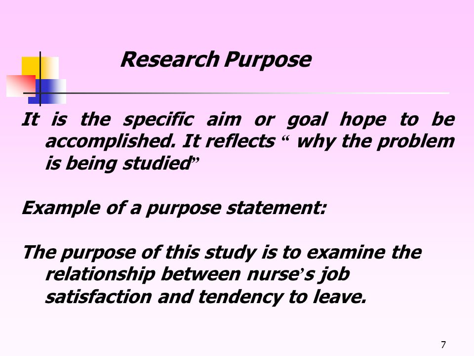 Example of research based on purpose